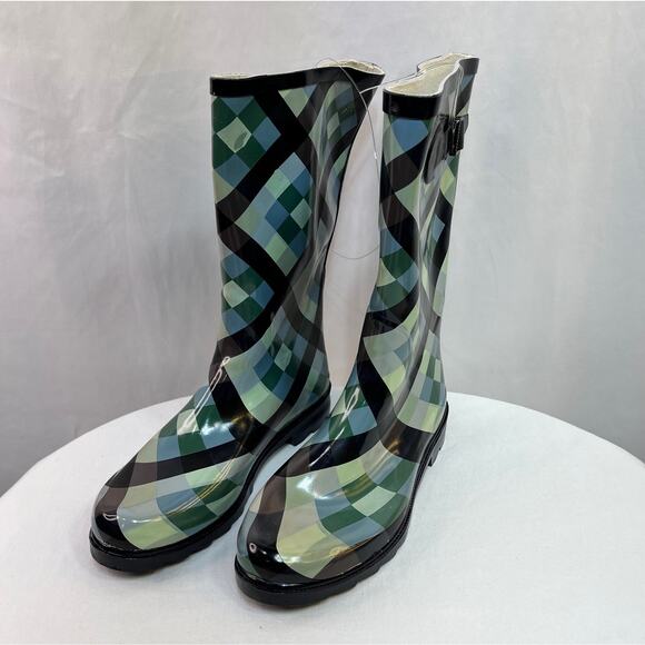 Rain Boots Women's US Size 9 Bull On Tall Blue Green Synthetic New With Defects - Picture 4 of 13